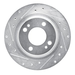 Dodge Attitude Brake Rotor (1) - Front Left - R1 Concepts - Drilled & Slotted - Silver - `16-`25